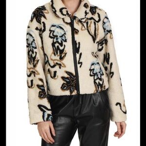 Love Token Women's Cream Floral Sherpa Zip Jacket